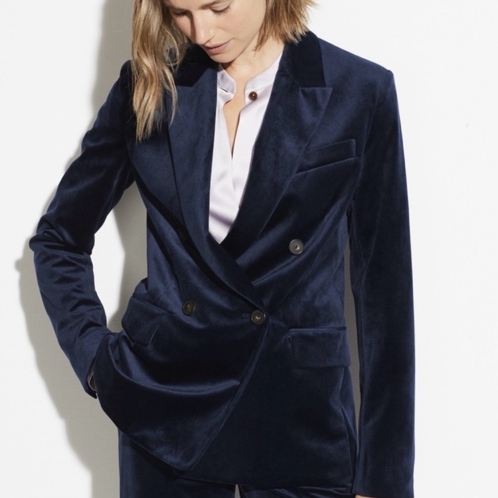 Vince Velvet Double Breasted Blazer.